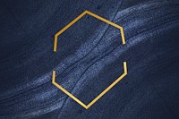 Golden framed hexagon on a blue textured stone