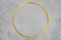 Gold circle frame on a gray concrete textured background