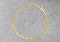 Gold circle frame on a gray concrete textured background illustration
