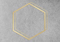 Gold hexagon frame on a gray concrete textured background illustration