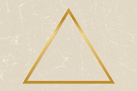 Gold triangle frame on a beige paper textured background