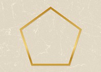 Gold pentagon frame on a beige paper textured background