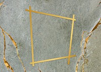 Golden framed trapezium on a marble texture