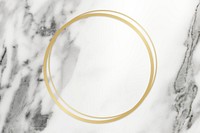 Golden framed circle on a marble texture