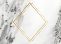 Golden framed rhombus on a marble texture
