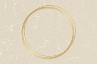 Gold circle frame on a beige paper textured background illustration