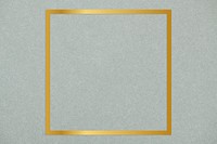 Gold square frame on a gray concrete textured background