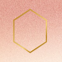 Gold hexagon frame on a rose gold background vector