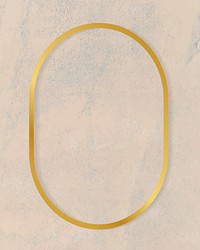 Gold oval frame on a rough beige background vector