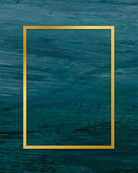 Gold rectangle frame on a blue brushstroke textured background vector