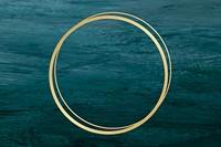 Gold circle frame on a blue brushstroke textured background vector
