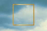Gold square frame on a blue sky background vector
