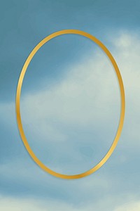 Gold oval frame on a blue sky background vector