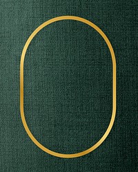 Gold oval frame on a green fabric textured background vector