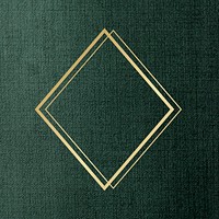 Gold rhombus frame on a green fabric textured background vector