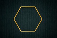 Gold hexagon frame on a dark fabric textured background vector