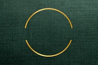 Gold circle frame on a green fabric textured background vector
