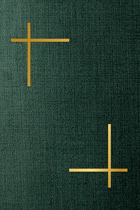 Gold frame on a green fabric textured background vector