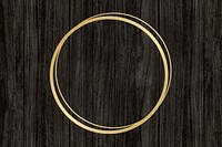Gold circle frame on a wooden background vector