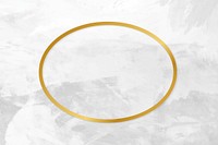 Gold oval frame on a gray concrete textured background vector