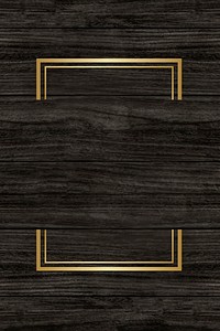 Gold rectangle frame on a wooden background vector