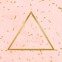 Gold triangle frame on a pink patterned background vector