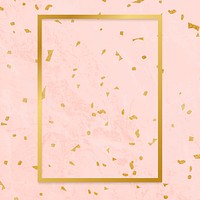 Gold rectangle frame on a pink patterned background vector