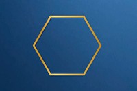 Gold hexagon frame on a plain blue background vector