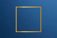 Gold square frame on a plain blue background vector