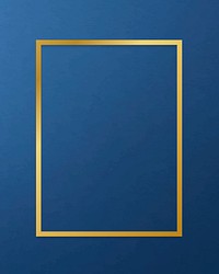 Gold frame on a plain blue background vector