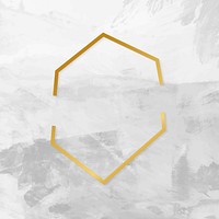 Gold hexagon frame on a gray concrete textured background vector