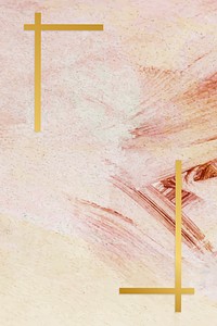Gold frame on a pink paintbrush stroke patterned background vector