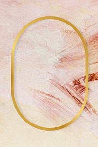 Gold oval frame on a pink paintbrush stroke patterned background vector