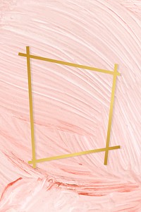 Gold trapezium frame on a pastel pink paintbrush stroke patterned background vector