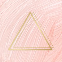 Gold triangle frame on a pastel pink paintbrush stroke patterned background vector
