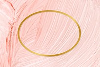 Gold oval frame on a pastel pink paintbrush stroke patterned background vector
