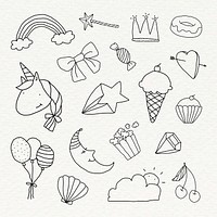 Cute doodle style design element set on a beige background vector