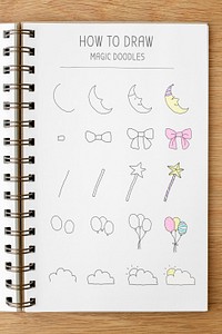 How to draw magic doodles tutorial on a white paper mockup