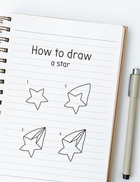 How to draw a star doodle tutorial on a white paper mockup