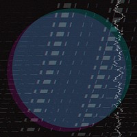 Round frame on glitch effect psd background