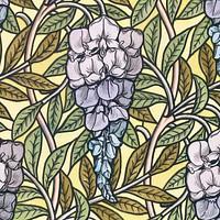 Art nouveau wisteria flower pattern background vector