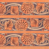 Art nouveau nasturtium flower pattern background vector