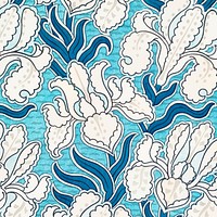 Art nouveau iris flower pattern background vector