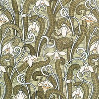Art nouveau snowdrops flower pattern background vector