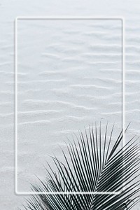 Palm leaf frame on a sand textured background 