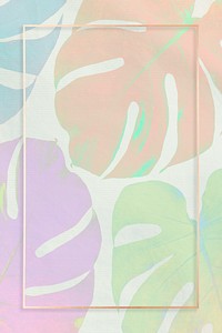 Colorful Monstera leaves frame background