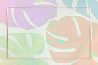 Colorful Monstera leaves frame background
