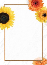 Gold rectangle blooming sunflower frame