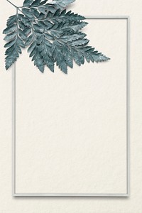 Fern leaf silver frame psd beige background