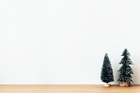 Mini Christmas trees festive white background